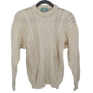 Mairtin Standun Cable Knit Sweater Unisex L Cream Fisherman Scandinavian Rustic